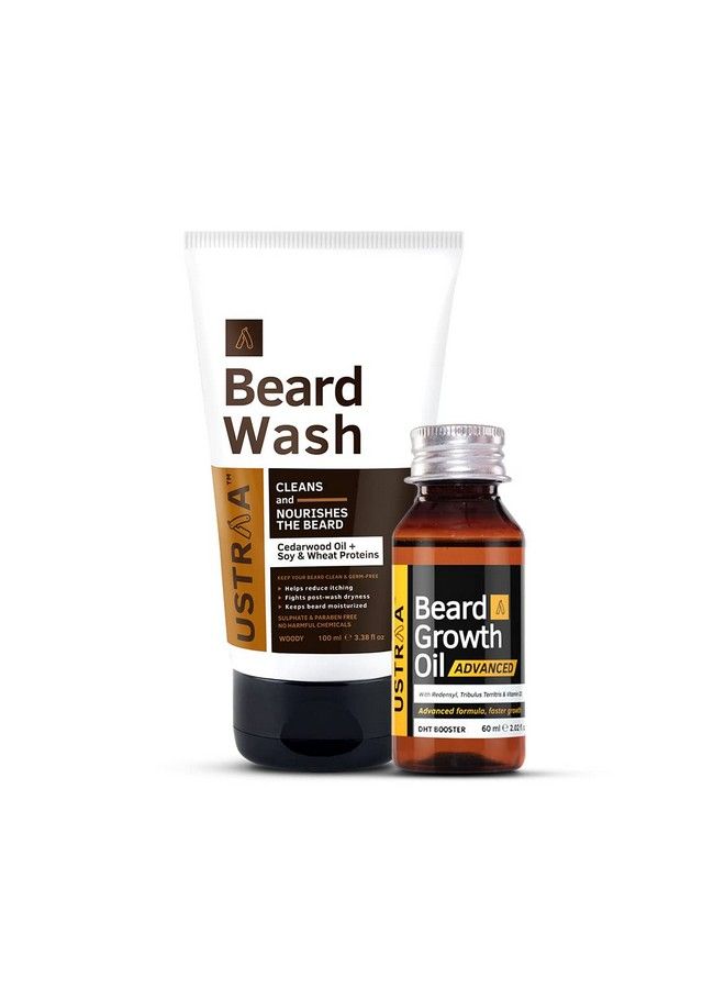 Ustraa Beard Growth Oil Advanced 60 Ml And Beard Wash Woody 100 Ml - Image 2
