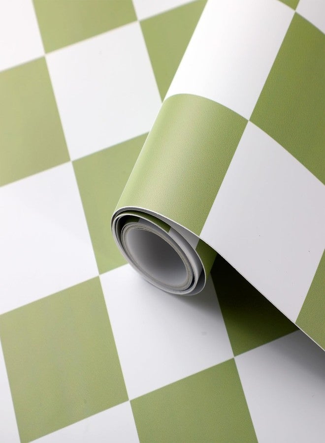 Drydiet ورق جدران Drydiet Retro Checkered Peel and Stick Funky 70s Removeable Vintage Decorative Wallpaper Checkerboard Decor for Bathroom Cabinet (Layer Green,9.8' X 15.75'') - Image 2