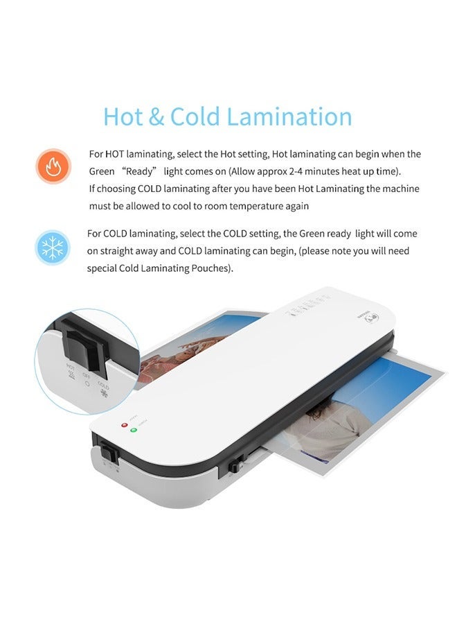 OSMILE Laminator, Laminater Machine, 9 Inch Thermal Laminater Machine,Hot & Cold Thermal Laminator for Home Office School Business Use with 15pcs Laminating Sheets & Paper cutter & Corner rounder - Image 5