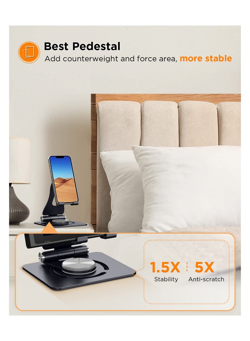 SYOSI Rotatable Cell Phone Stand, Newly 3 in 1 Adjustable Cell Phone Stand, 2023 Aluminum Stable iPhone iPad Stand Dock, Foldable Desktop Phone Holder for iPhone 14 13 12 11 XR, Tablet (7-10.7In) - Image 4