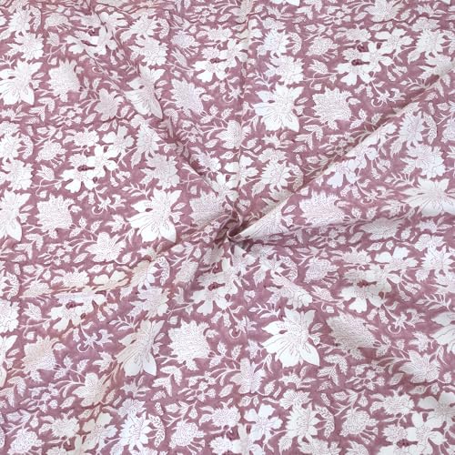 TOAI Hand Block Printed Bedsheet | Bed Spread Flatsheet Bed Sheet | Pure Cotton | Double Bed Queen Size 90"x108" | 300 TC Long Staple Cotton | 2 Reversible Pillow Covers |Vintage Pink White - Image 2