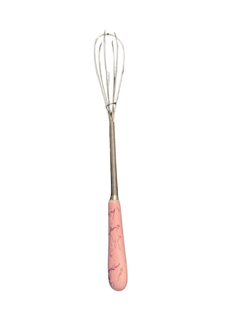 Small Egg Beater: Mini hand whisk for coffee, milk frother, small balloon whisk for baking, metal egg tool for mixing, blending, and decorating, durable kitchen utensils pink - Image 1