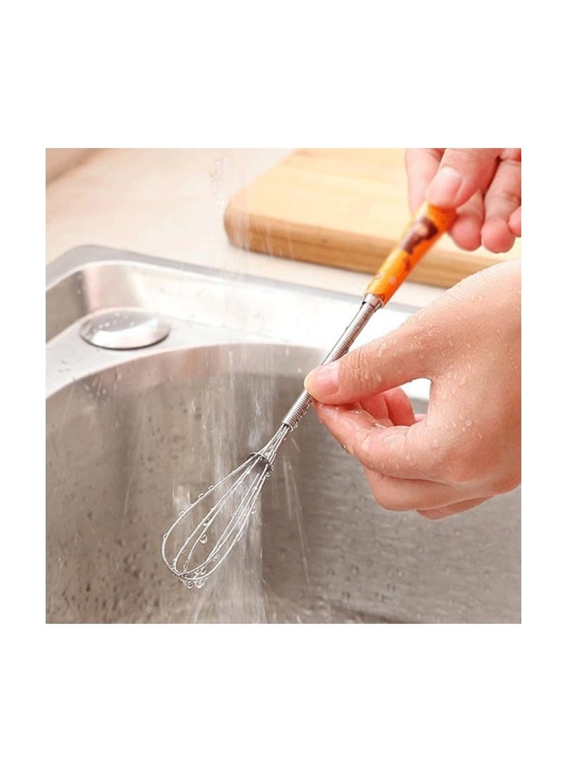 Small Egg Beater: Mini hand whisk for coffee, milk frother, small balloon whisk for baking, metal egg tool for mixing, blending, and decorating, durable kitchen utensils pink - Image 2