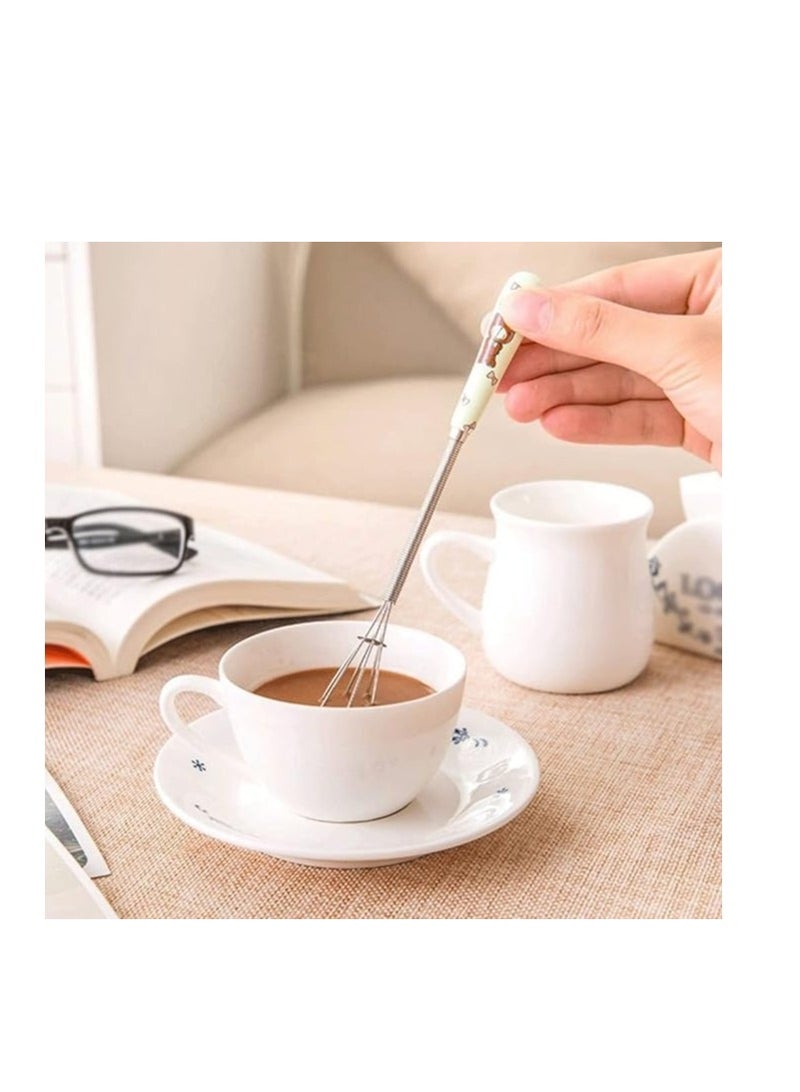 Small Egg Beater: Mini hand whisk for coffee, milk frother, small balloon whisk for baking, metal egg tool for mixing, blending, and decorating, durable kitchen utensils pink - Image 3