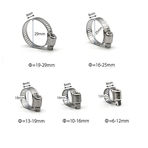 ZIPCCI Hose Clamp, 100 Pack Stainless Steel Hose Clamps Worm Gear Fuel Line Pipe Clamps, 10-16mm (1/2 inch) - Image 2