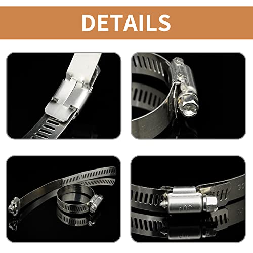 ZIPCCI Hose Clamp, 100 Pack Stainless Steel Hose Clamps Worm Gear Fuel Line Pipe Clamps, 10-16mm (1/2 inch) - Image 5