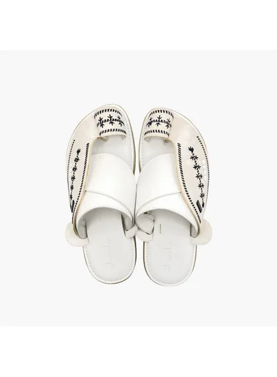 Al Waha Men's Embroidered Slip-On Arabic Sandals with Toe Loop
