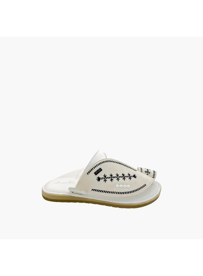 Al Waha Men's Embroidered Slip-On Arabic Sandals with Toe Loop