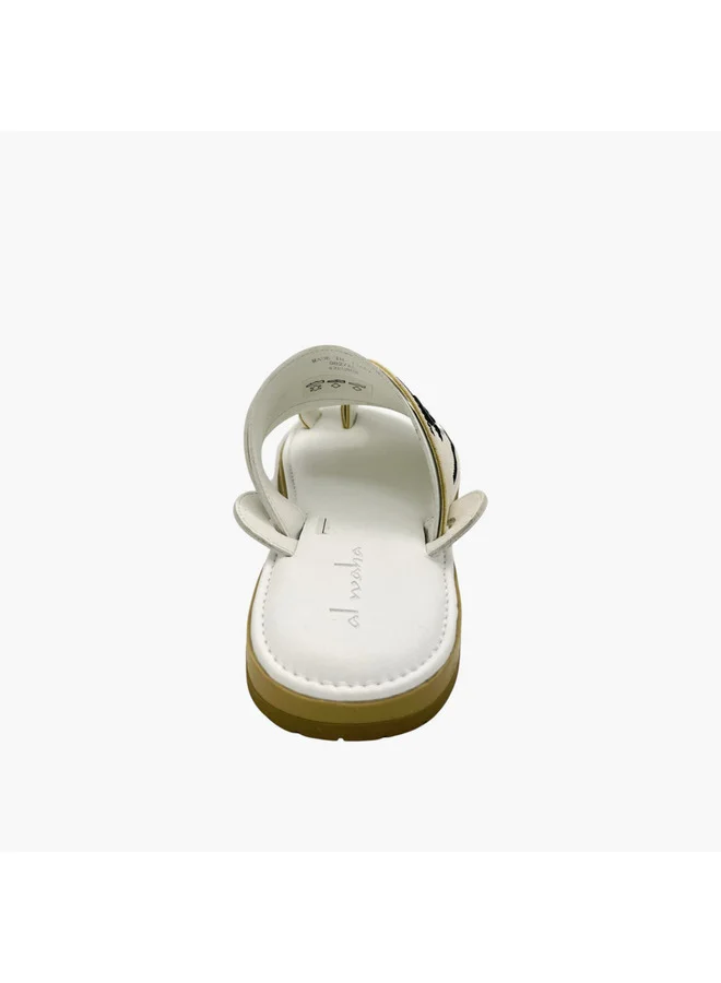 Al Waha Men's Embroidered Slip-On Arabic Sandals with Toe Loop