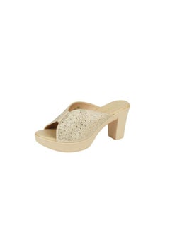 Michelle Morgan 092-2893 Michelle Morgan Ladies Block Heel Sandals 314RC867 Beige  - Image 2