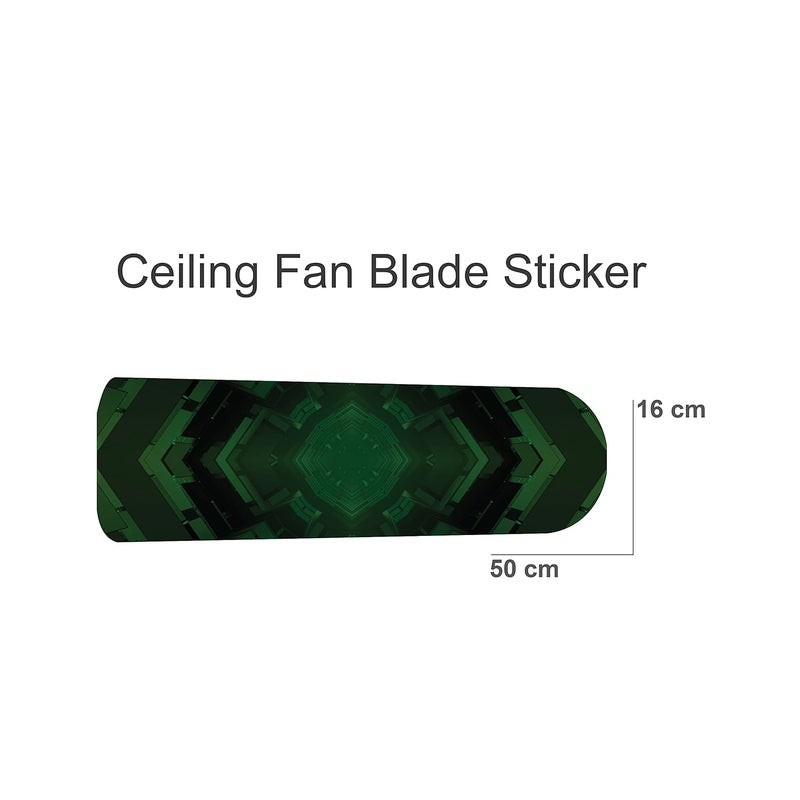 woopme Green Design Ceiling Or Roof Fan Blade Stickers for Living Kids Couple Bedroom Home Office Decor Vinyl Printed Fan Leaf Decal L X H 50 X 16 Cms Each (5 pcs) - Image 3