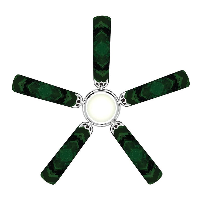 woopme Green Design Ceiling Or Roof Fan Blade Stickers for Living Kids Couple Bedroom Home Office Decor Vinyl Printed Fan Leaf Decal L X H 50 X 16 Cms Each (5 pcs) - Image 1