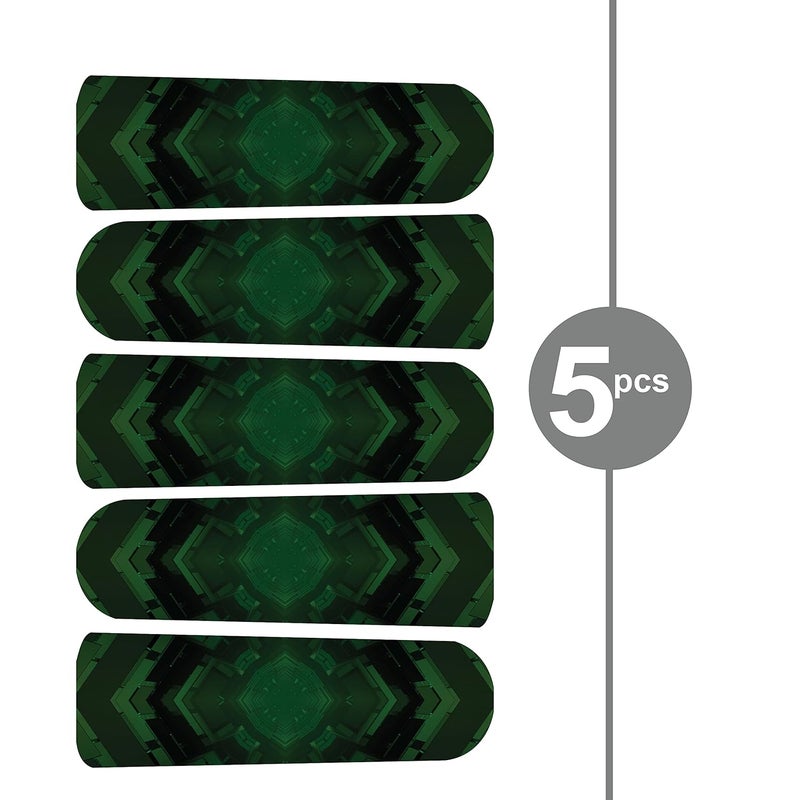 woopme Green Design Ceiling Or Roof Fan Blade Stickers for Living Kids Couple Bedroom Home Office Decor Vinyl Printed Fan Leaf Decal L X H 50 X 16 Cms Each (5 pcs) - Image 2