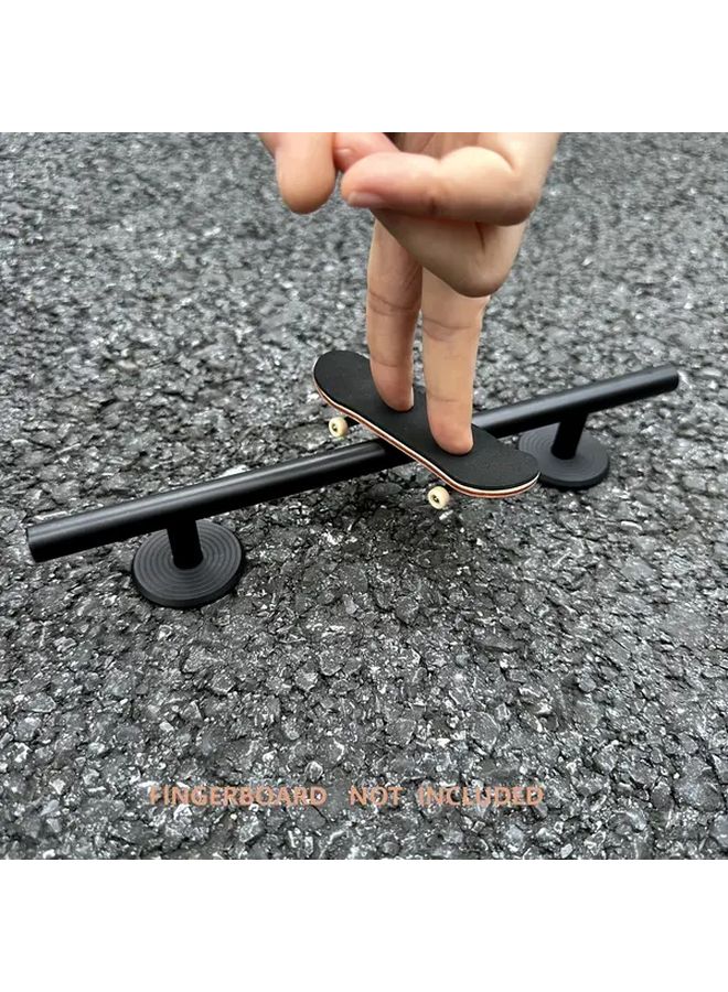 Black Aluminum Square Rod Pro Fingerboard Set With Deck And Obstacle Base - Image 1