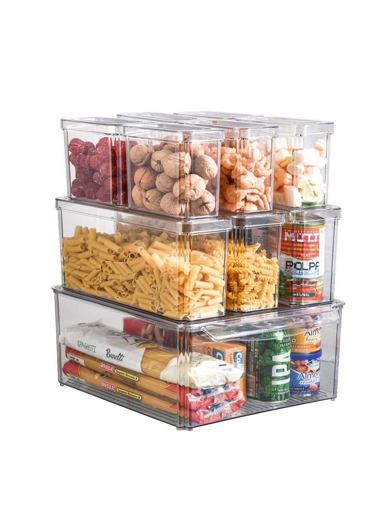 DANUBE HOME Kitchen Essentials 10-Piece Fridge Organizer Set – Clear Plastic Refrigerator Storage Bins, Freezer Organizer, BPA-Free, Stackable Pantry Containers for Kitchen Organization - Image 2