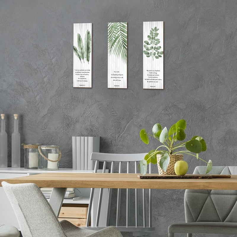 اي ار اس ديكور حائط ARS مكون من 3 قطع، فن جداري ريفي ملهم مستوحى من الكتاب المقدس، ديكورات دينية مسيحية، فن جداري خشبي معلق، هدية جمالية لتزيين جدران غرفة النوم، ديكور منزلي، المقاس: 11 × 3 بوصات. - Image 4