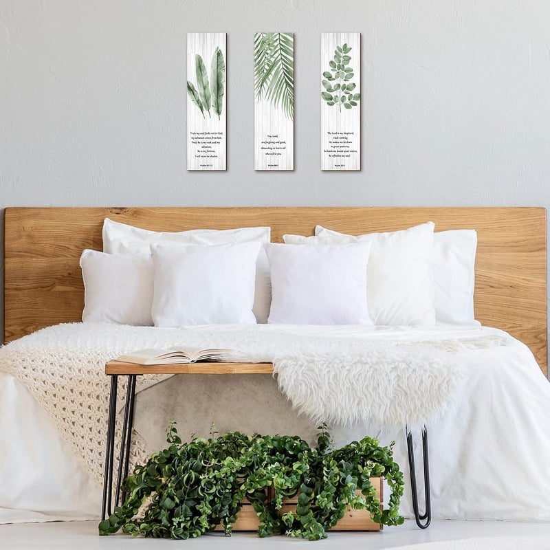 اي ار اس ديكور حائط ARS مكون من 3 قطع، فن جداري ريفي ملهم مستوحى من الكتاب المقدس، ديكورات دينية مسيحية، فن جداري خشبي معلق، هدية جمالية لتزيين جدران غرفة النوم، ديكور منزلي، المقاس: 11 × 3 بوصات. - Image 5