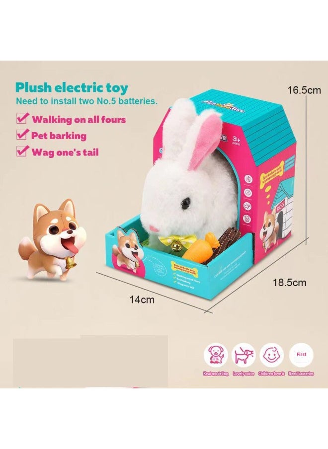 Children's Plush Electric Sound Dog Bear Teddy Akita White Rabbit Doll Toy Battery Gift-Color:White Rabbit-Specifications:Order A Multiple Of 60 Pieces Before Shipment  - Image 1