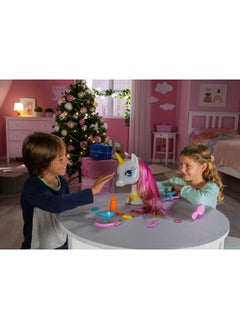 Lexibook - Interactive Unicorn Hair Styling Head, Long And Silky Hair, Interactive, Magic Music And Accessories, For Kids 3+, White/Pink - Shuni  - Image 5