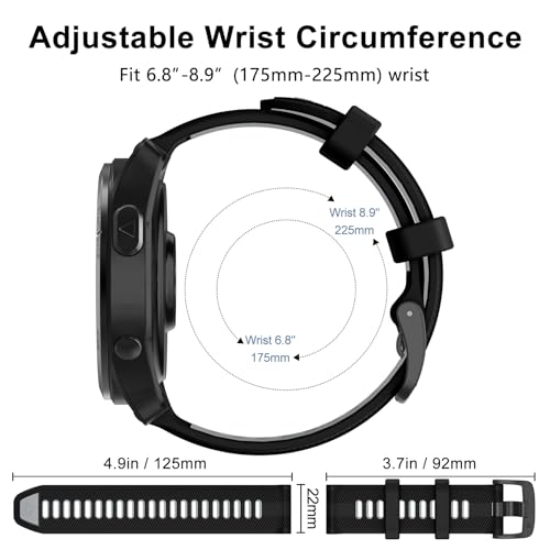 ISABAKE Watch Band for Garmin Forerunner 970/Forerunner 965/Forerunner 955/Forerunner 945/Forerunner 935,Soft Silicone 22mm Replacement Bands compatible with Fenix 5/ Fenix 5 plus/ Fenix 6/ Fenix 6 Pro/Approach S60 - Image 5