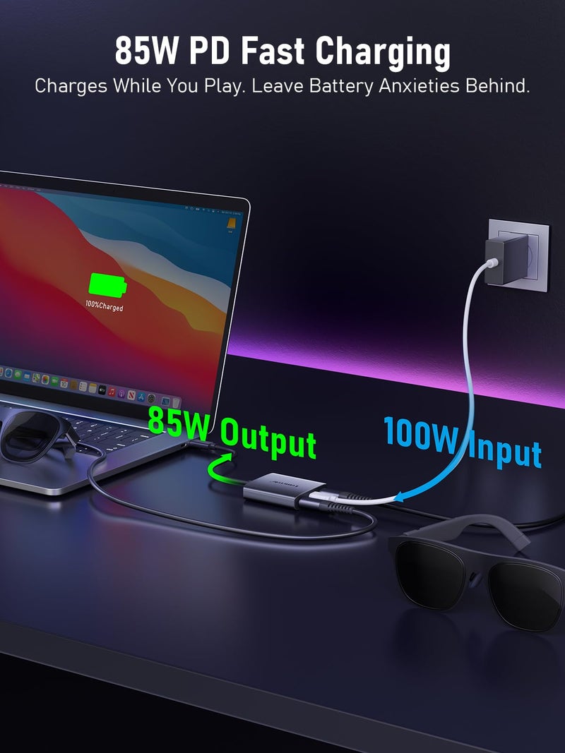 Lemorele USB-C to USB-C Video Splitter, Dual Monitor Expander with 4K@60Hz DP Alt Mode, 100W PD Charging, Compatible with Laptop, AR Glasses, Portable Monitor, Switch, Steam Deck & More Type-C Devices - Image 3