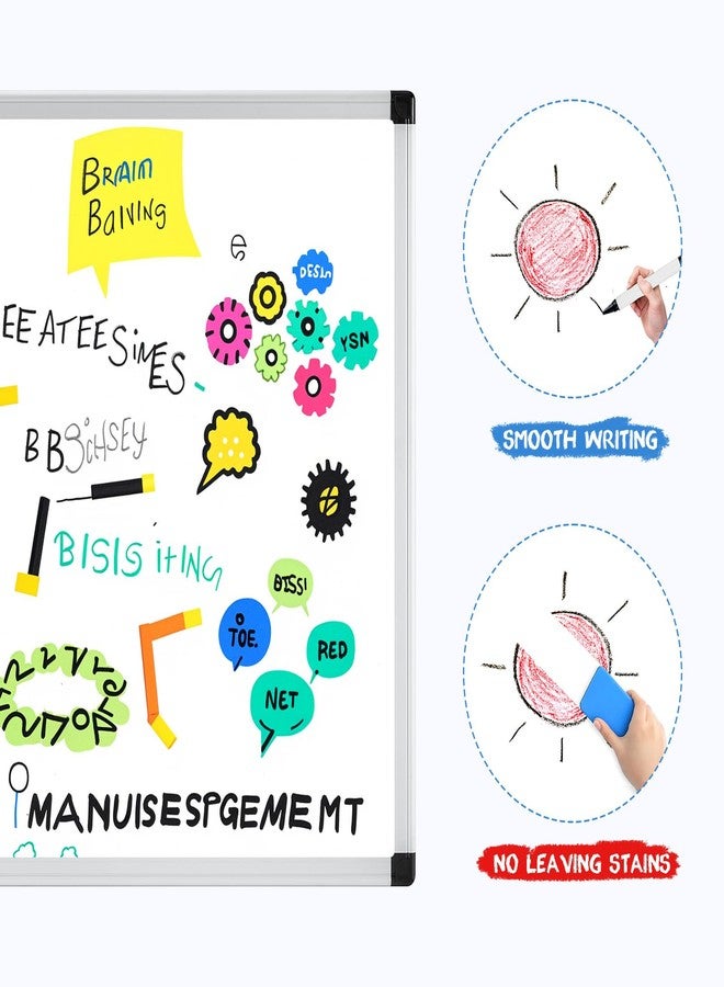 DUMOS Magnetic White Board Kit for Wall 36" x 24", Dry Erase Board with 1 Dry Eraser & 2 Multicolor Markers & 4 Magnetic Pins, Reinforced Aluminum Frame for Home, School, Office - Image 3