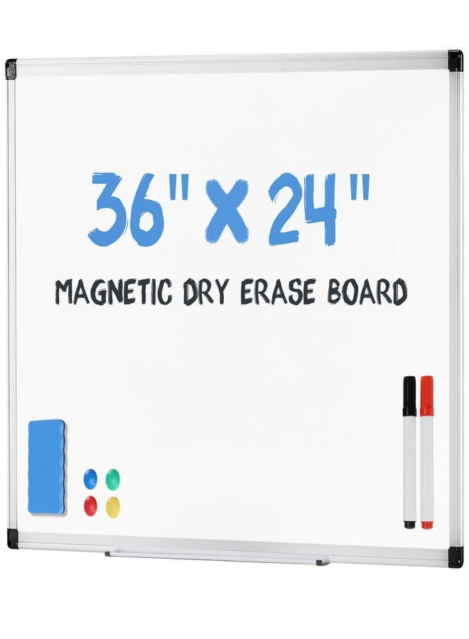 DUMOS Magnetic White Board Kit for Wall 36" x 24", Dry Erase Board with 1 Dry Eraser & 2 Multicolor Markers & 4 Magnetic Pins, Reinforced Aluminum Frame for Home, School, Office - Image 1