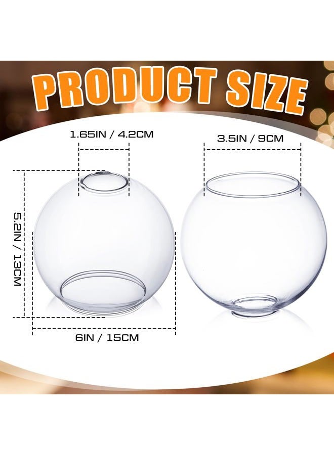 Glooglitter 4 Pack Fixture Replacement Globe Shade 6 Inch Diameter E26 Base 1-5/8 Inch Fitter Round Glass Globe Lampshade Cover for Pendant Wall Sconce Chandelier Vanity Light(Clear) - Image 2