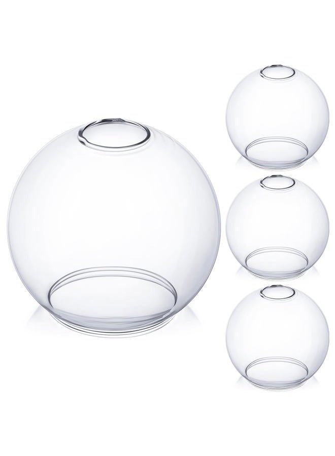 Glooglitter 4 Pack Fixture Replacement Globe Shade 6 Inch Diameter E26 Base 1-5/8 Inch Fitter Round Glass Globe Lampshade Cover for Pendant Wall Sconce Chandelier Vanity Light(Clear) - Image 1