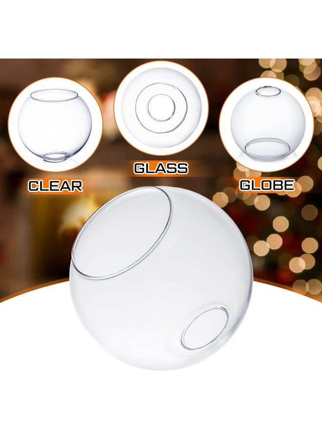 Glooglitter 4 Pack Fixture Replacement Globe Shade 6 Inch Diameter E26 Base 1-5/8 Inch Fitter Round Glass Globe Lampshade Cover for Pendant Wall Sconce Chandelier Vanity Light(Clear) - Image 3