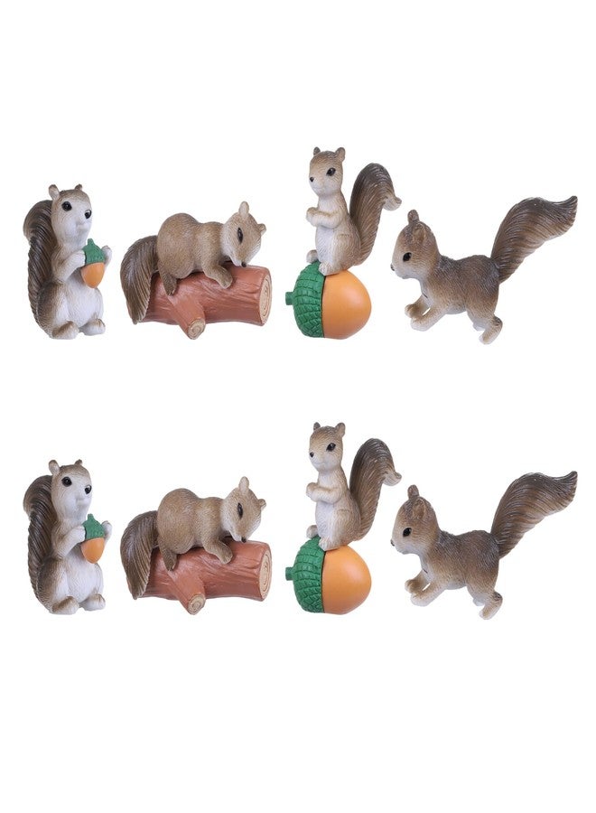 Vagocom 8Pcs Miniature Squirrel Figurines,Tiny Animal Figures Decorate for Fairy Garden,Pot,Office Desk,Bookshelf and Bedside Decoration - Image 1
