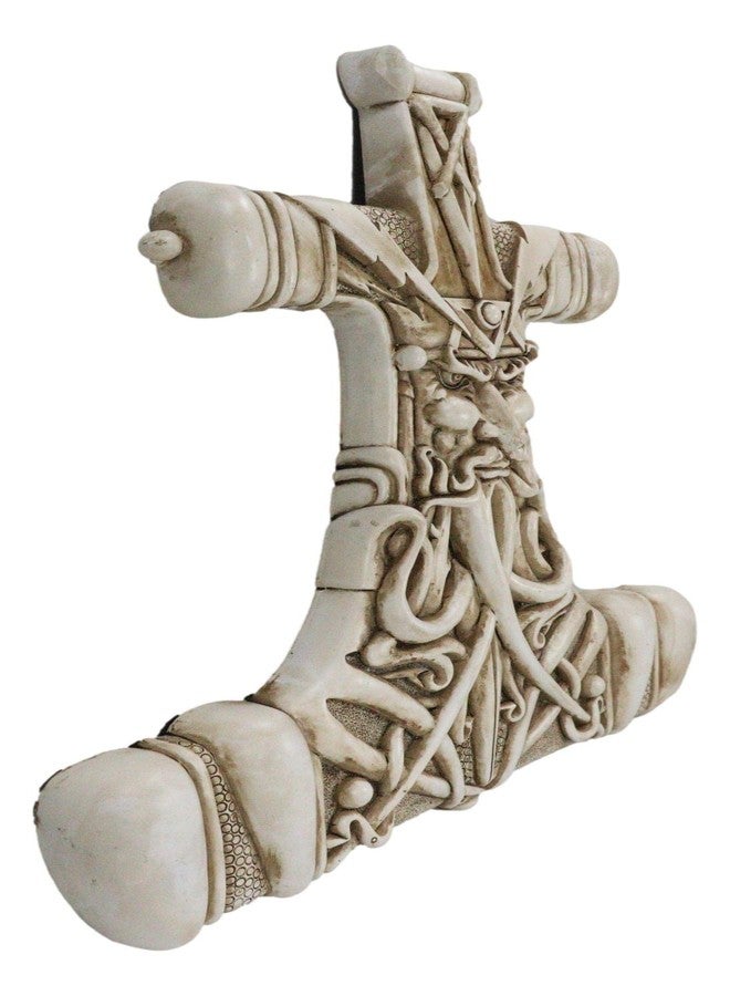 Ebros Gift North Mythology Son of Odin Thor Hammer Wall Decor Viking God Thor Bone Mjolnir Wall Decor Plaque Thunder Deity Ragnarok Prose Edda Avatar Figurine Collectible - Image 3
