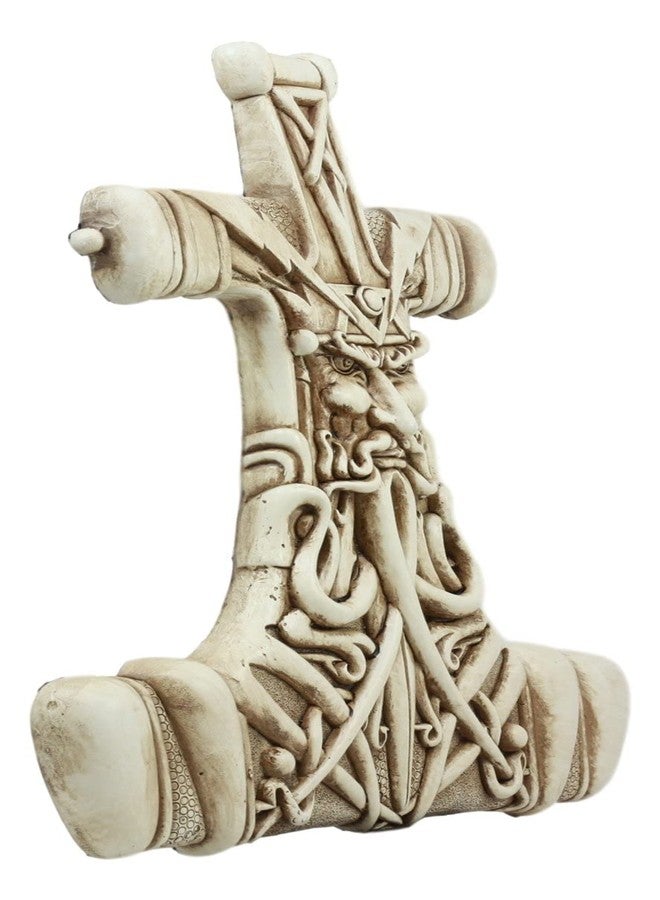 Ebros Gift North Mythology Son of Odin Thor Hammer Wall Decor Viking God Thor Bone Mjolnir Wall Decor Plaque Thunder Deity Ragnarok Prose Edda Avatar Figurine Collectible - Image 4