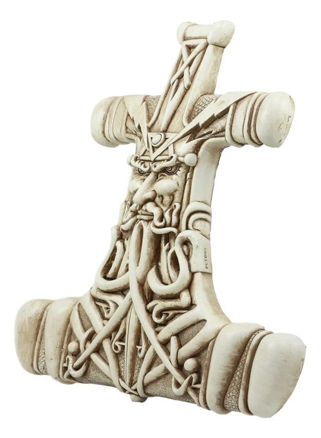 Ebros Gift North Mythology Son of Odin Thor Hammer Wall Decor Viking God Thor Bone Mjolnir Wall Decor Plaque Thunder Deity Ragnarok Prose Edda Avatar Figurine Collectible - Image 5