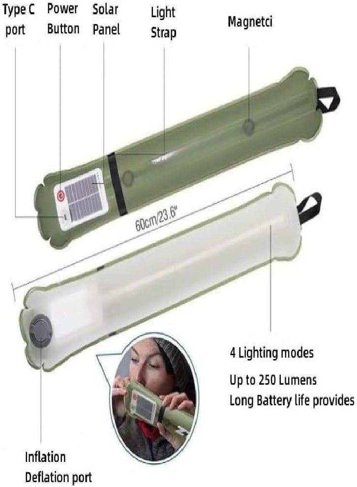 LED light tube handheld portable foldable, inflatable camping light hanging magnetic suction cup, RV, camping enthusiasts, 4 types of lighting video light stick (1 piece) - Image 3
