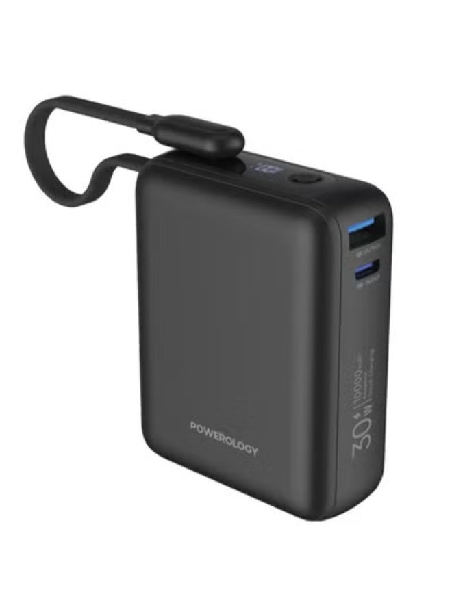 باورولوجي بنك طاقة بسعة 10000 مللي أمبير 30 واط PD و18 واط QC للشحن السريع، شاحن محمول مع USB-C وUSB-A، حزمة بطارية للشحن السريع مع كابل مدمج لجهاز iPad Pro، iPhone 17 Series، Galaxy S25U. - Image 1