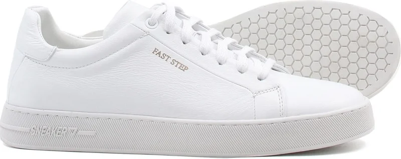 Fast Step Men's Leather Casual Daily Walking Sneaker Comfortable Sports Lightweight Shoes White 819ma501