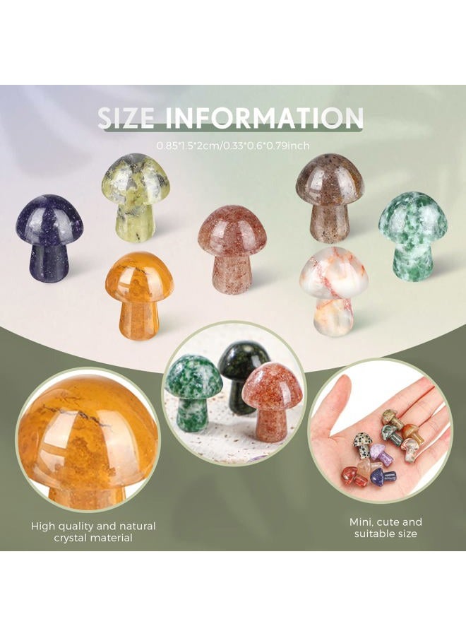 Nuanchu 48 Pcs Mini Crystal Mushroom Gemstone Sculpture Decor Carving Mushroom Polished Crystal Cute Mushroom Stones for Home Garden Lawn Yard Decoration Meditation Flower Pot Decor (Retro Style) - Image 2