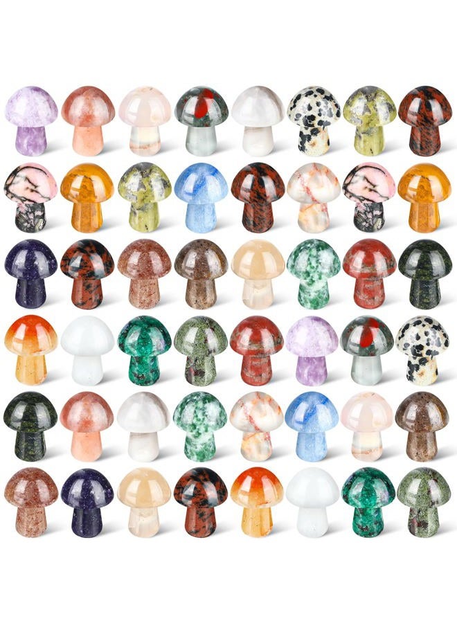 Nuanchu 48 Pcs Mini Crystal Mushroom Gemstone Sculpture Decor Carving Mushroom Polished Crystal Cute Mushroom Stones for Home Garden Lawn Yard Decoration Meditation Flower Pot Decor (Retro Style) - Image 1