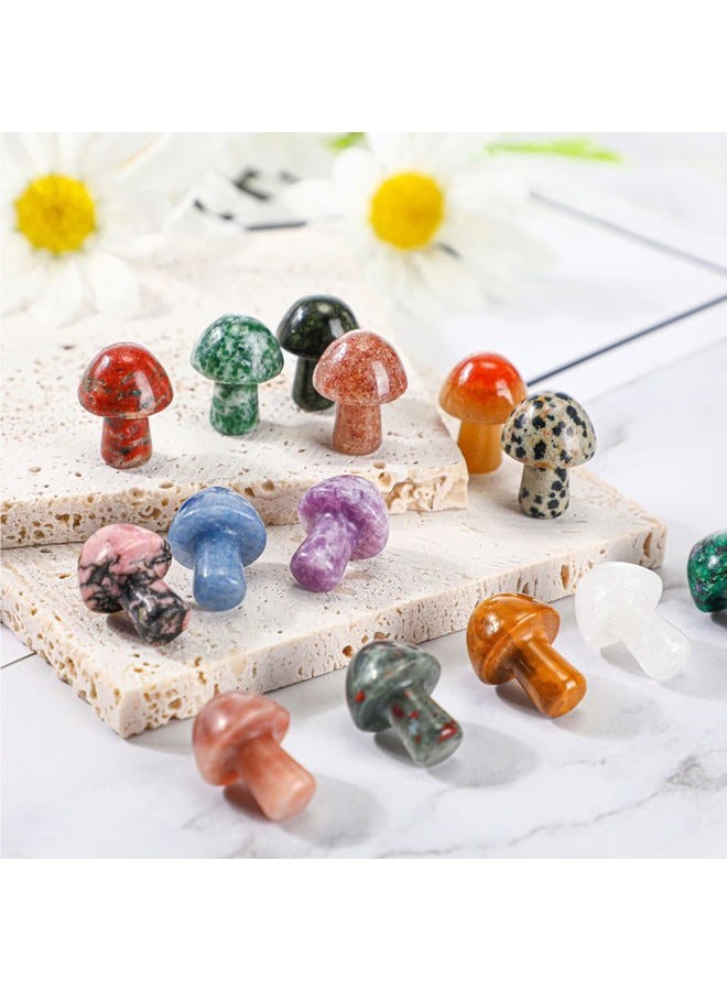 Nuanchu 48 Pcs Mini Crystal Mushroom Gemstone Sculpture Decor Carving Mushroom Polished Crystal Cute Mushroom Stones for Home Garden Lawn Yard Decoration Meditation Flower Pot Decor (Retro Style) - Image 4