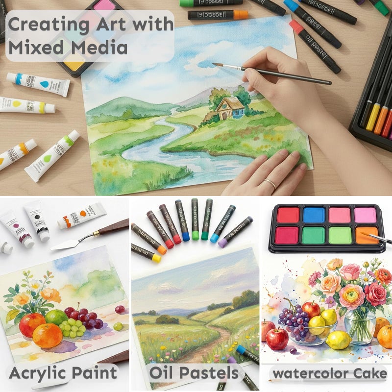 TMOL 175 Piece Deluxe Art Set with 2 Drawing Pads, Acrylic Paints, Crayons, Colored Pencils, Paint Set in Wooden Case, Professional Art Kit, Art Supplies for Adults, Teens and Artist, Paint Supplies - Image 5