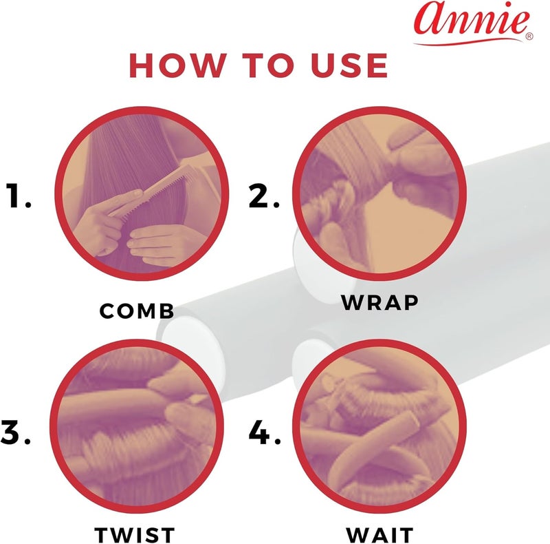 Annie Soft Twist Rollers, Dark Green, 4 Count - Professional Quality Hair Styling Tool - Image 4