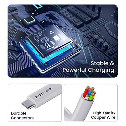 Ambrane 60W / 3A Fast Charging Output Cable with Type-C USB Cable to USB for Mobile, Neckband, True Wireless Earphone Charging, 480mbps Data Sync Speed, 1m Length (ACT - AZ10, White) - Image 4