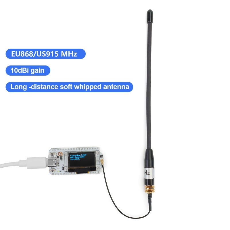 Meshnology Meshtastic LoRa Antenna 915MHz 10dBi Gain - Omni SMA Male Connector 17cm Long Range Soft Whip Antenna (Black, 1 Pack) - Image 2