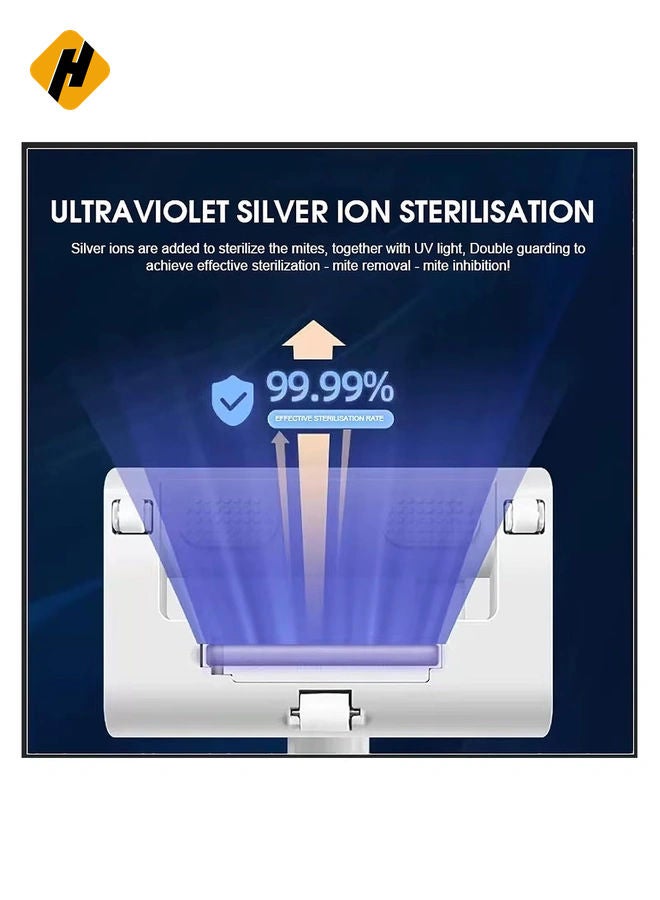Handheld UV Light Vacuum Cleaner 10KPa Effectively Removes Dust Mites Bed Bugs Collector for Bed Home Mattress Pillows Cloth Sofas Carpets