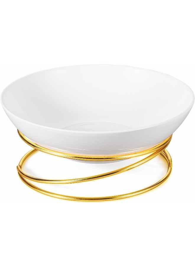 Orchid - ORCHID 12.5" ROUND SALAD BOWL WITH GOLD STAND - Image 1