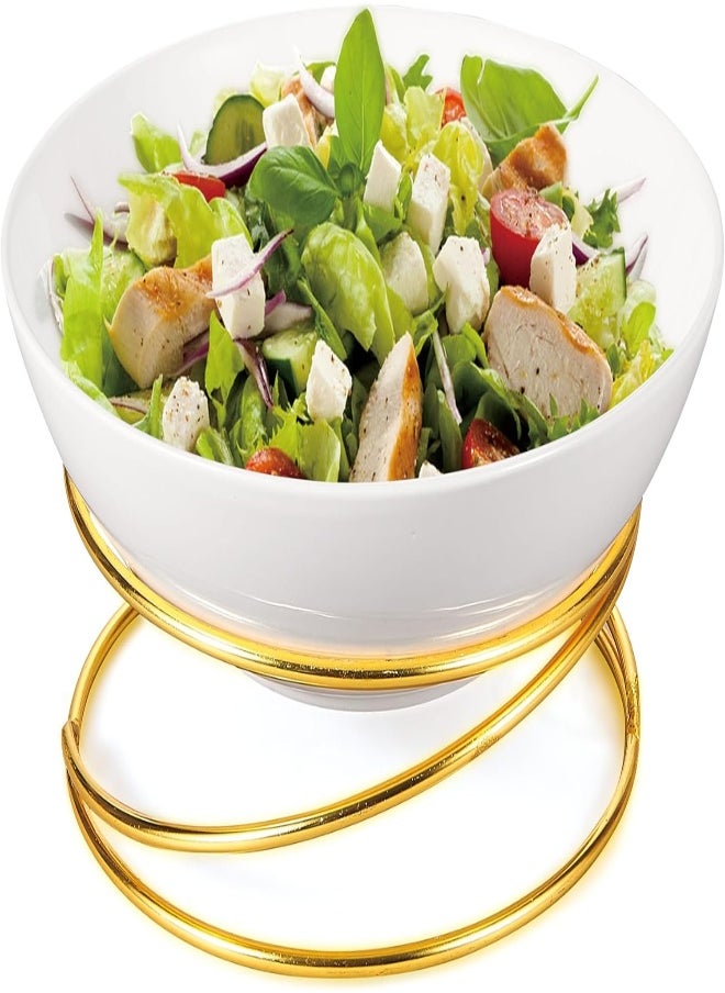 Orchid - ORCHID 12.5" ROUND SALAD BOWL WITH GOLD STAND - Image 1