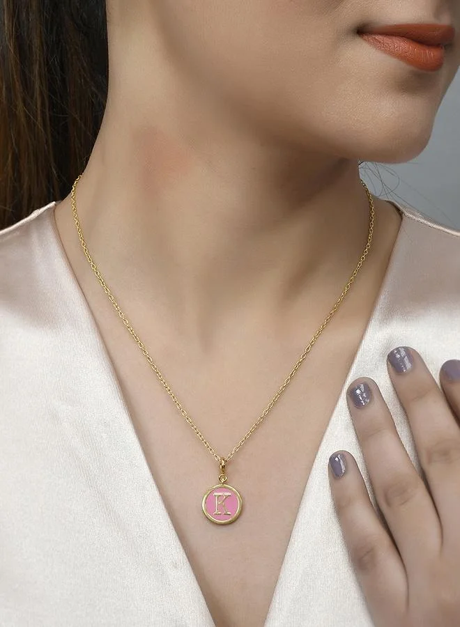 VOYLLA Valentine's Day Collection Alphabet K Pink Enamel Charm