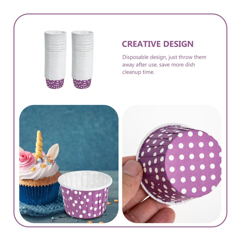 Purple with White Dots Disposable Cupcake Baking Cups 100pcs High Temperature Resistant Muffin Liners - Image 4