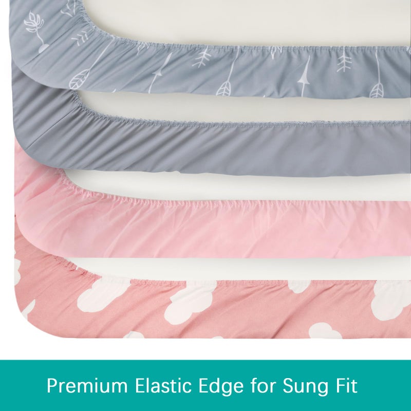 Biloban Changing Pad Cover Girl, Diaper Changing Pad Covers 4 Pack, Fitted Baby Changing Table Sheets for 32''×16'' Change Table Pad, Cradle & Bassinet Sheets, Soft & Breathable - Image 4